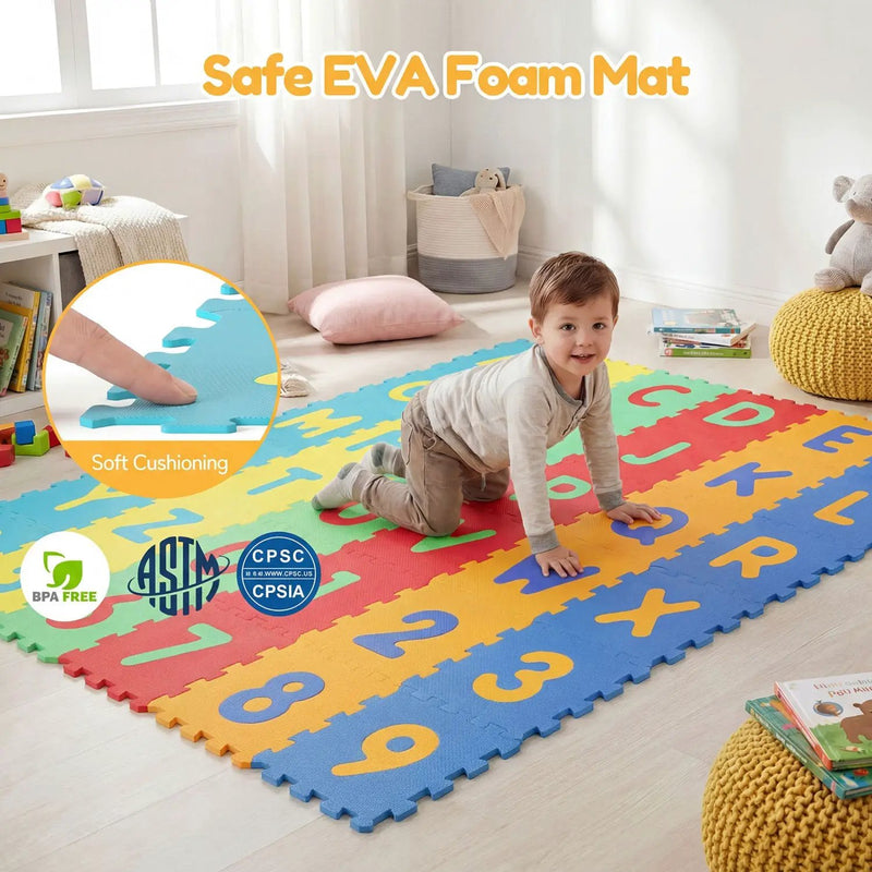 36-Piece Interlocking Baby Puzzle Floor Tiles with Educational Alphabet by DirectDeals