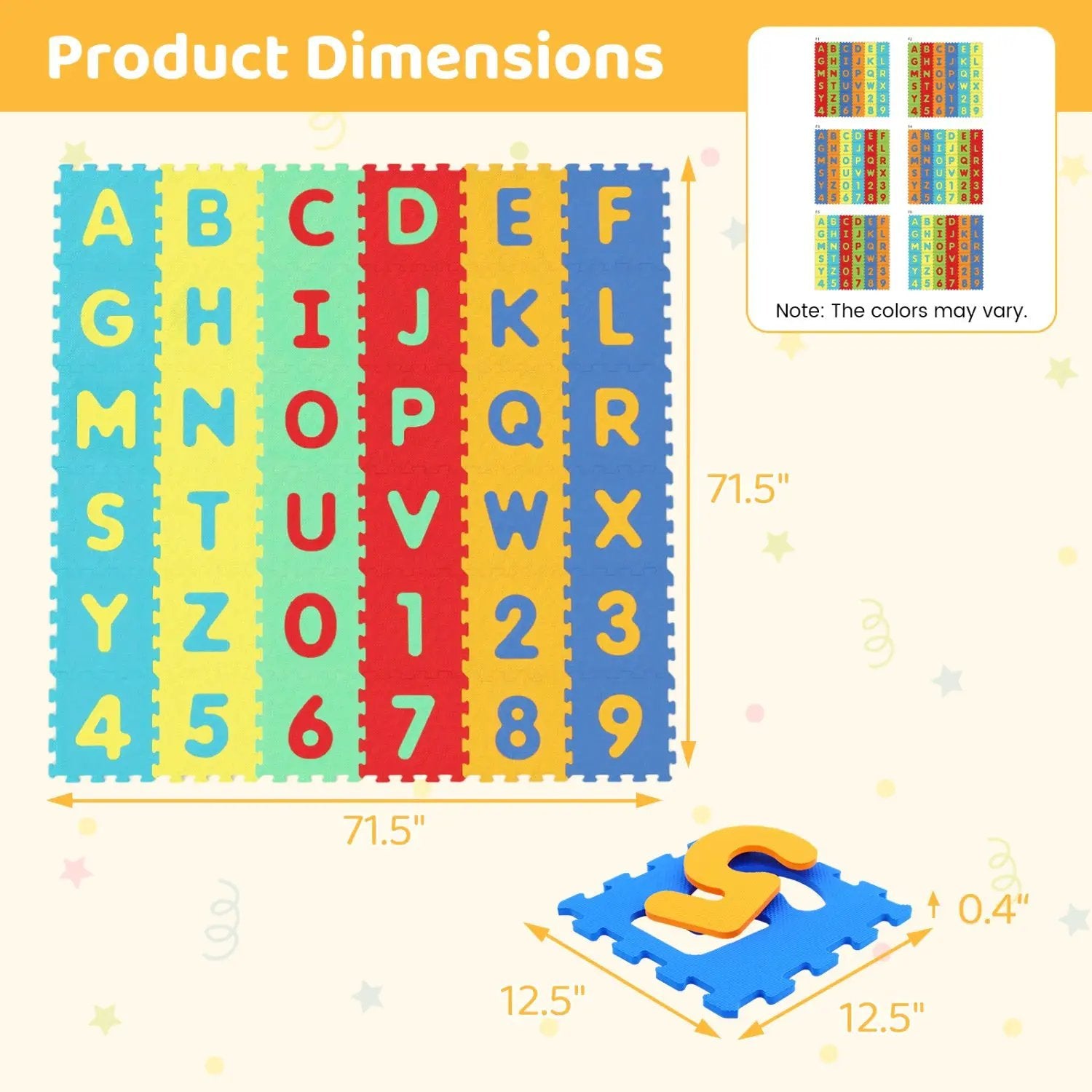 36-Piece Interlocking Baby Puzzle Floor Tiles with Educational Alphabet by DirectDeals
