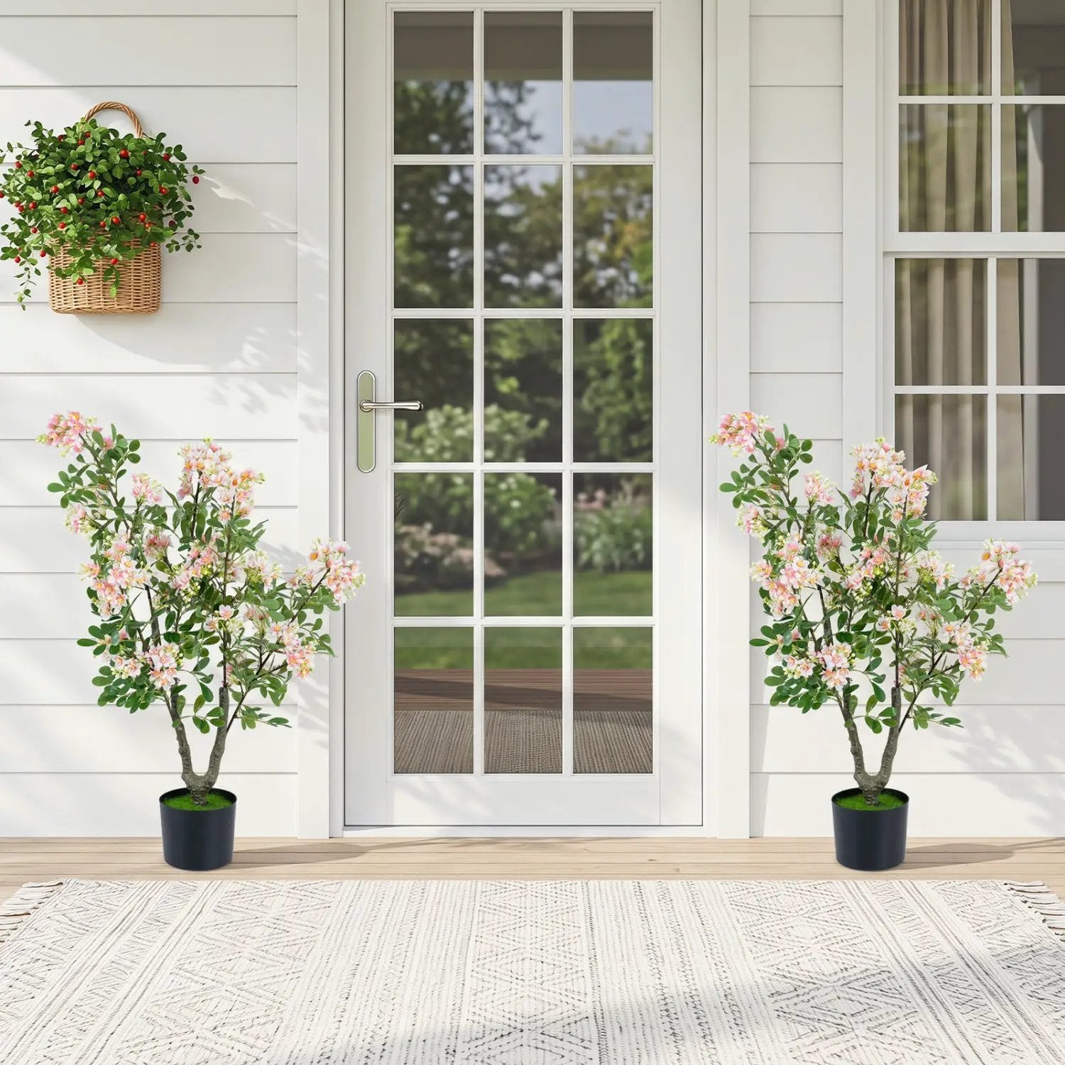 Artificial Impatiens Tree 36" with Flowers and Fruits - Pink by DirectDeals