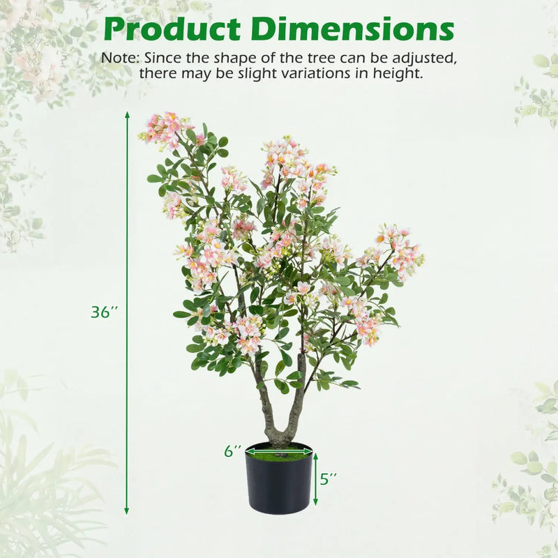 Artificial Impatiens Tree 36" with Flowers and Fruits - Pink by DirectDeals