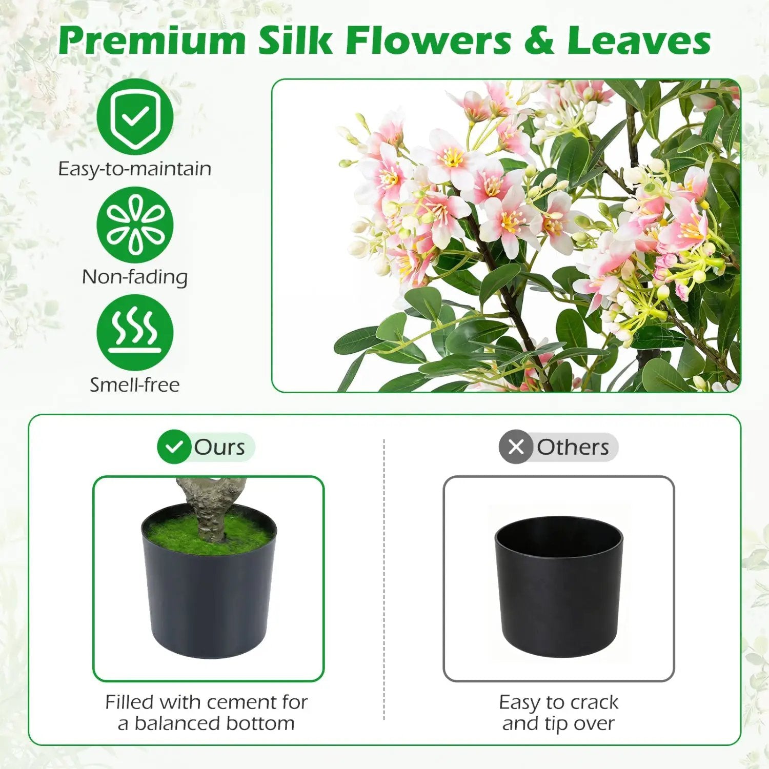 Artificial Impatiens Tree 36" with Flowers and Fruits - Pink by DirectDeals