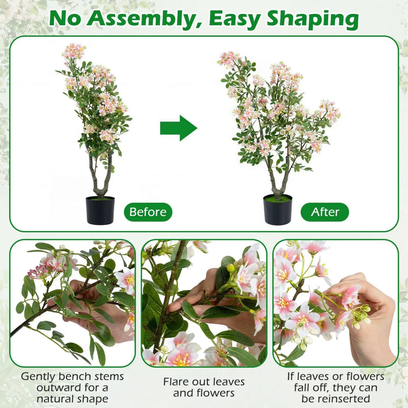 Artificial Impatiens Tree 36" with Flowers and Fruits - Pink by DirectDeals