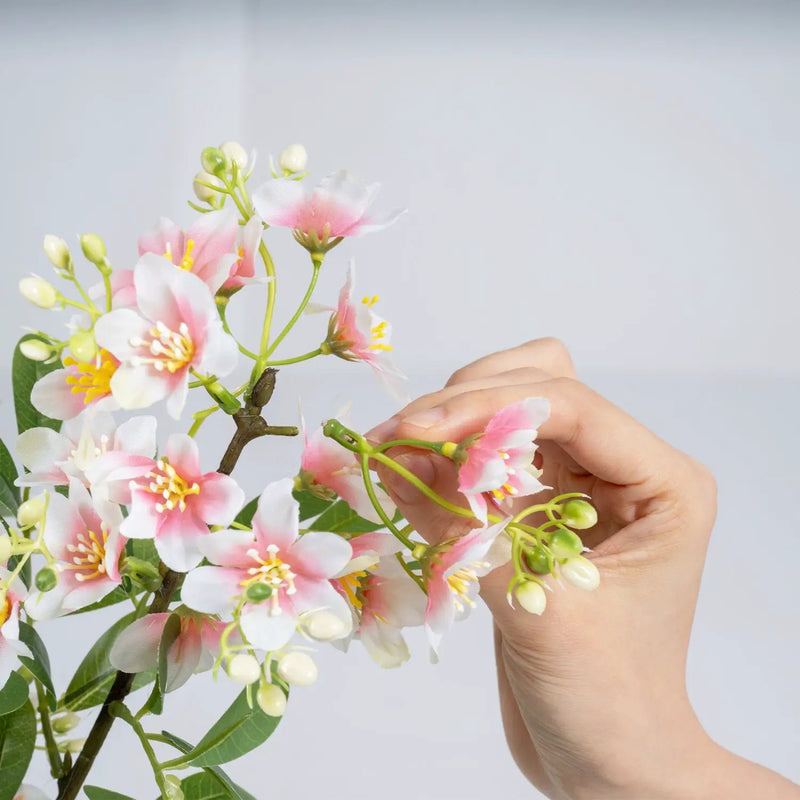 Artificial Impatiens Tree 36" with Flowers and Fruits - Pink by DirectDeals