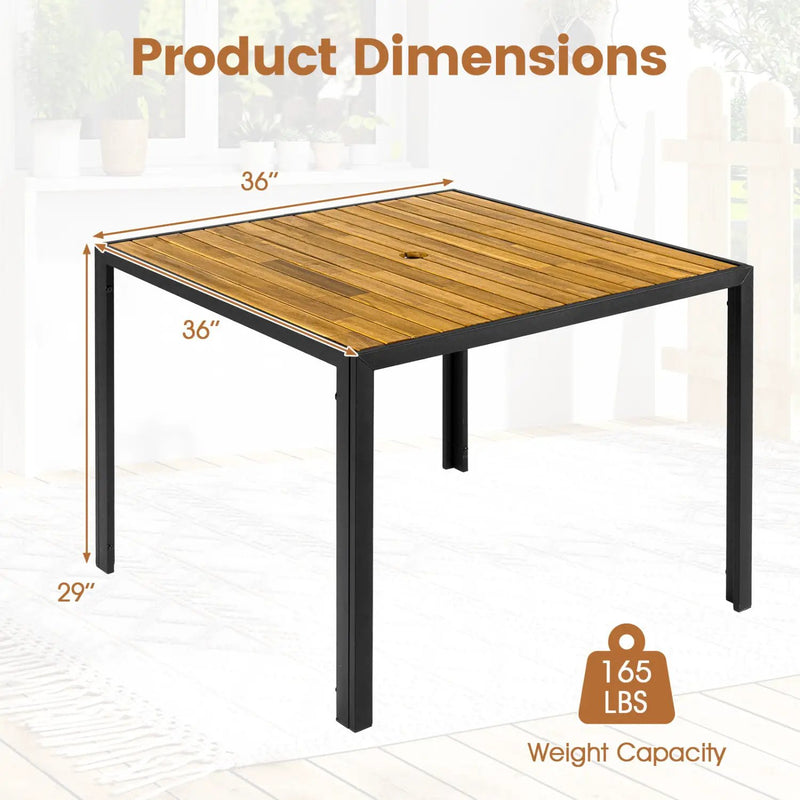 36 Inch Square Outdoor Dining Table for 4 with Slatted Top for Porch by DirectDeals