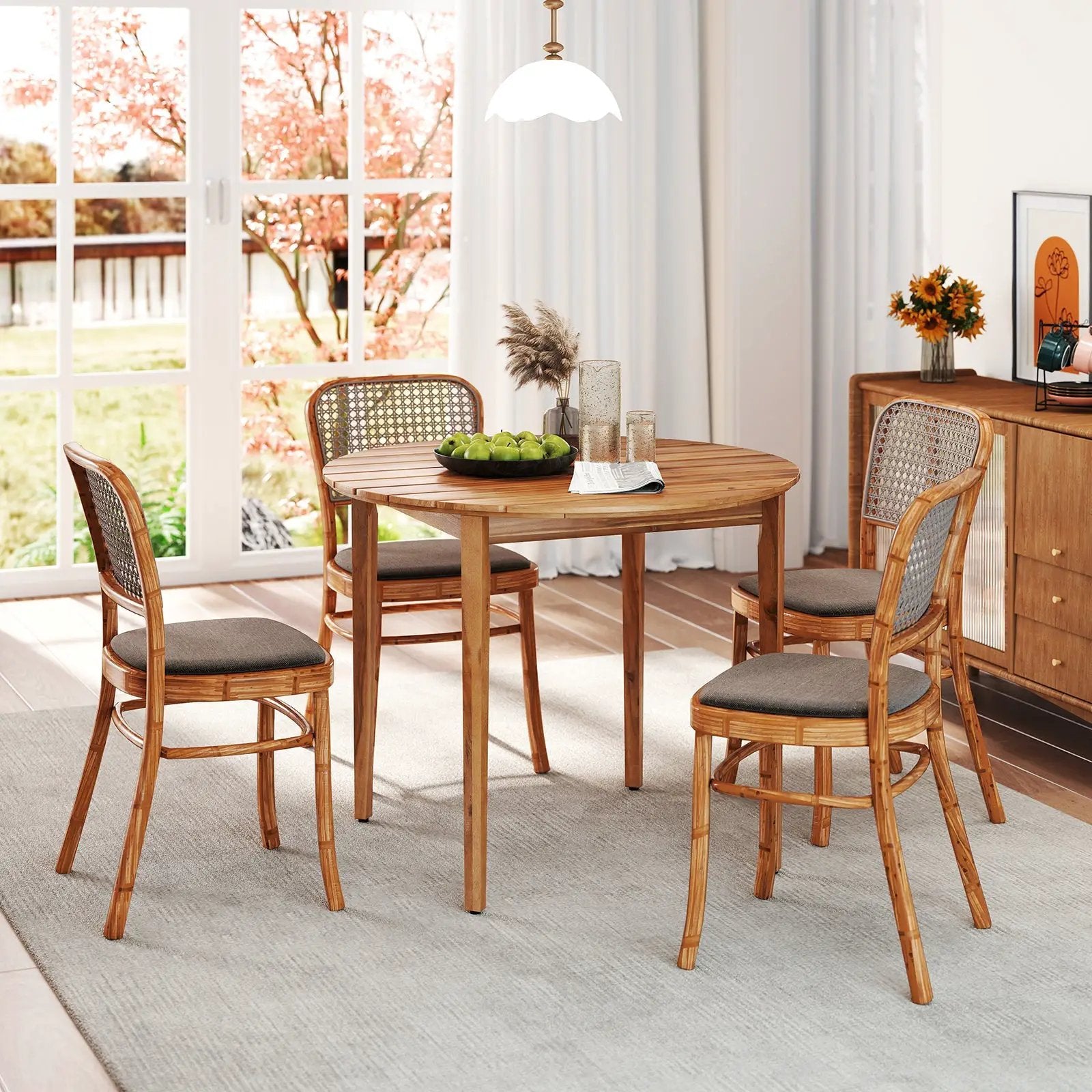 36 inch Acacia Wood Round Outdoor Dining Table for 4 People by DirectDeals