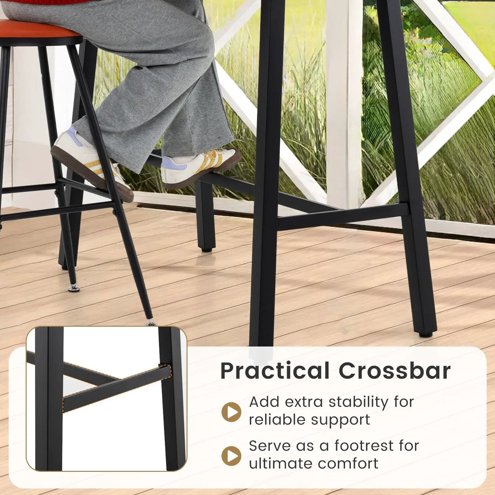 36 Inches Patio Counter Height Bar Table with Adjustable Foot Pads by DirectDeals
