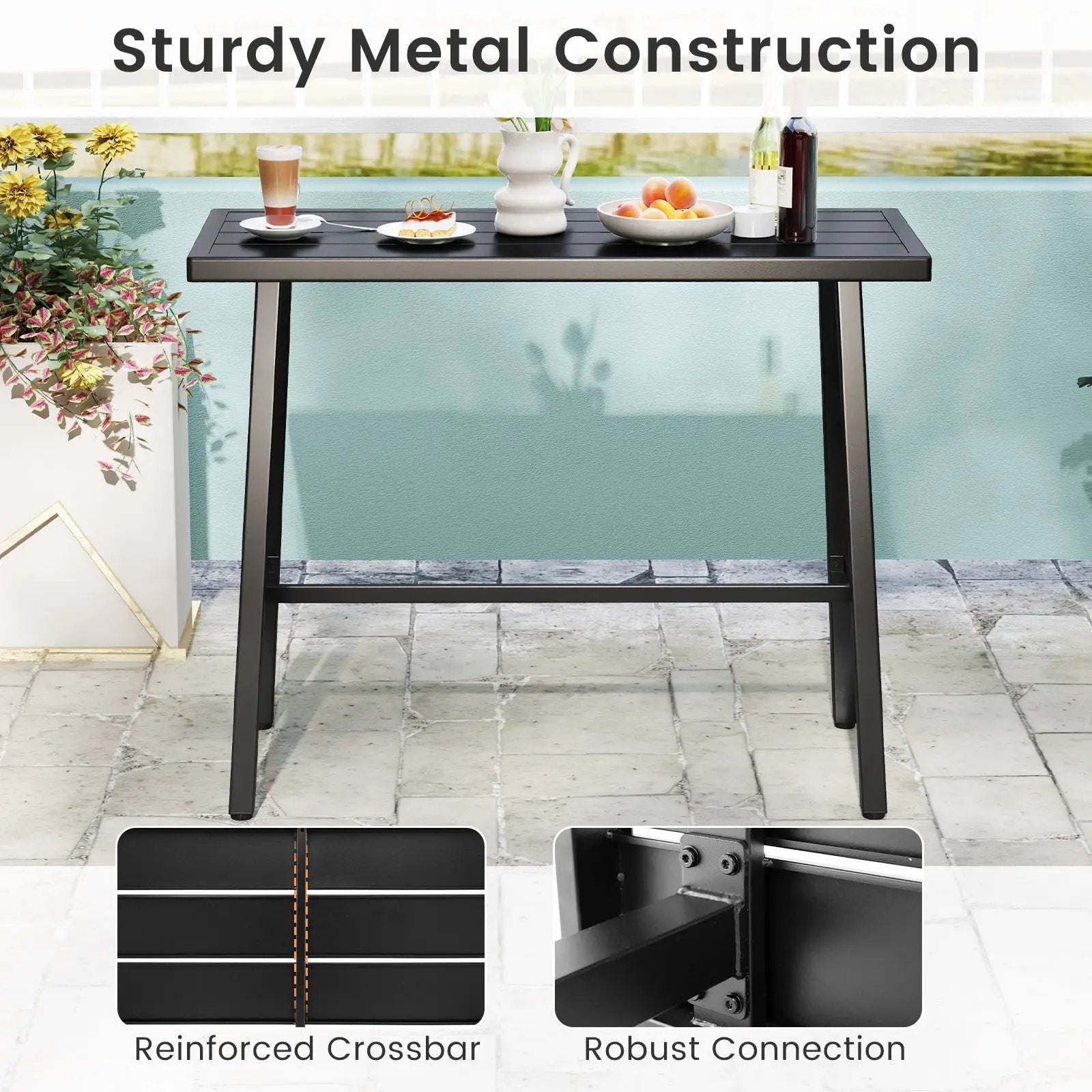 36 Inches Patio Counter Height Bar Table with Adjustable Foot Pads by DirectDeals