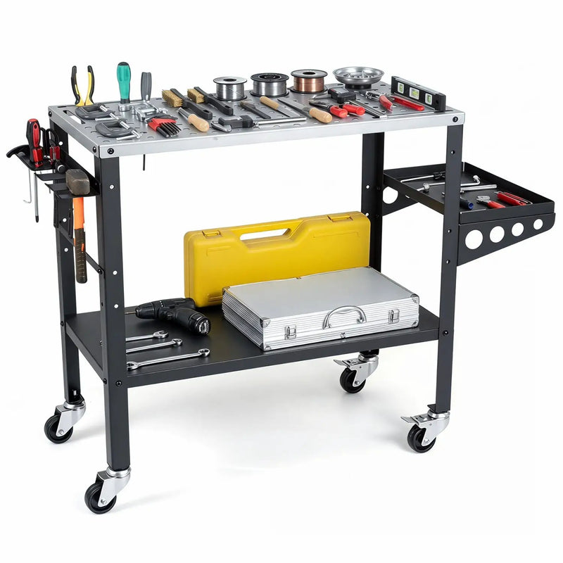 Welding Table 36x18" with 144 Fixture Holes and Lockable Wheels by DirectDeals