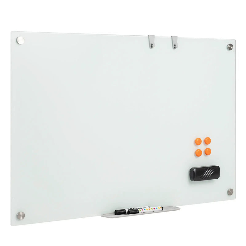 36 x 24 Inches Glass Whiteboard with Eraser and Removable Tray by DirectDeals