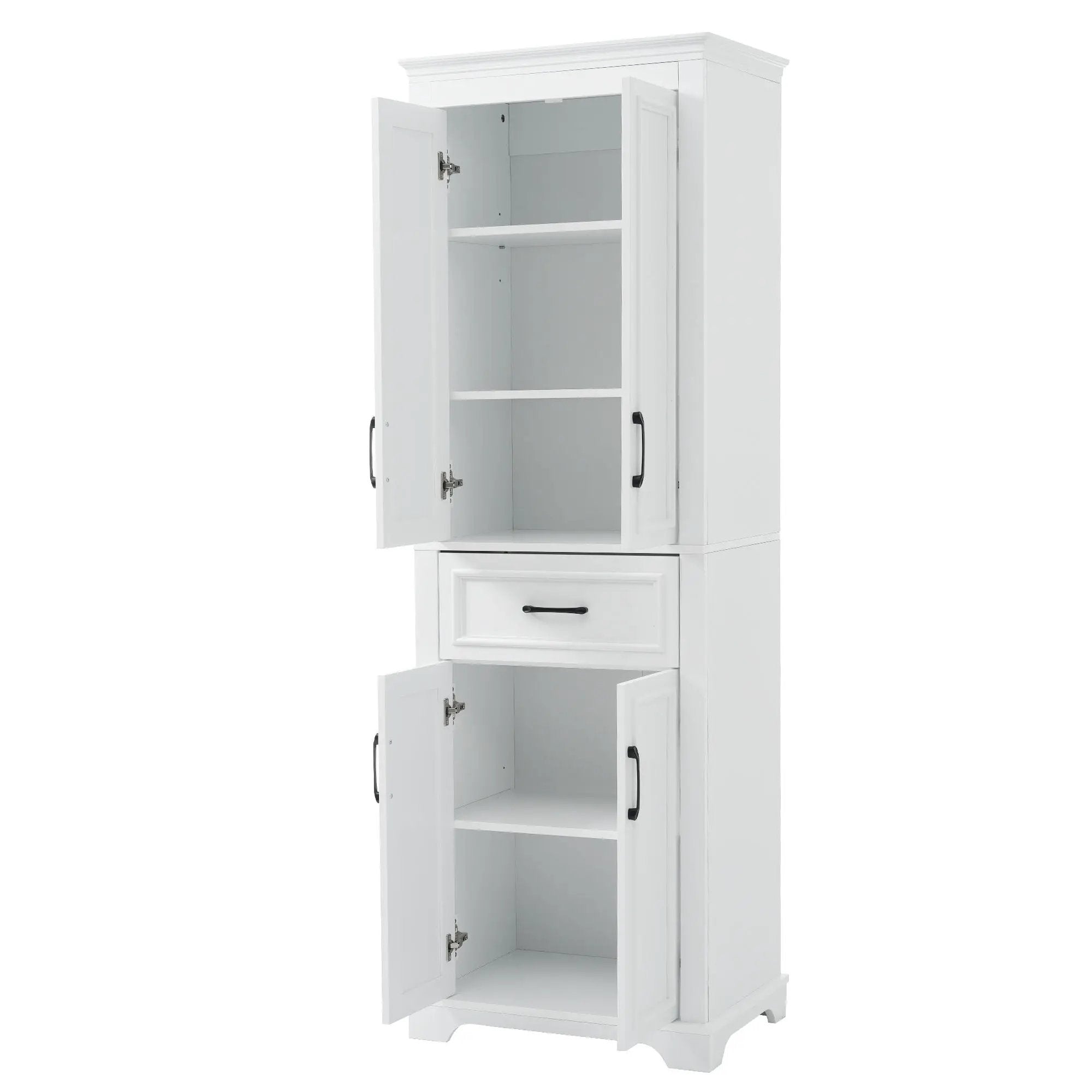 Freestanding Bathroom Vanity, Elegant Design With 4 Doors & 1 Drawer, Adjustable Shelves, Damping Hinges - White by HouseOfZazla