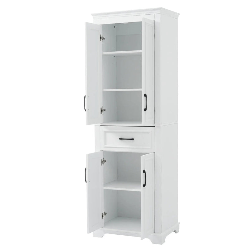 Freestanding Bathroom Vanity, Elegant Design With 4 Doors & 1 Drawer, Adjustable Shelves, Damping Hinges - White by HouseOfZazla