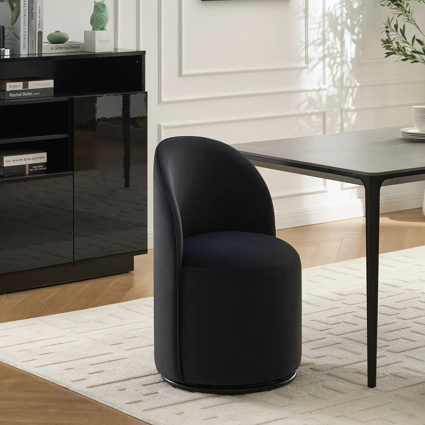 360 Degree Swivel Armless Dining Barrel Chair by Unique Piece Furniture