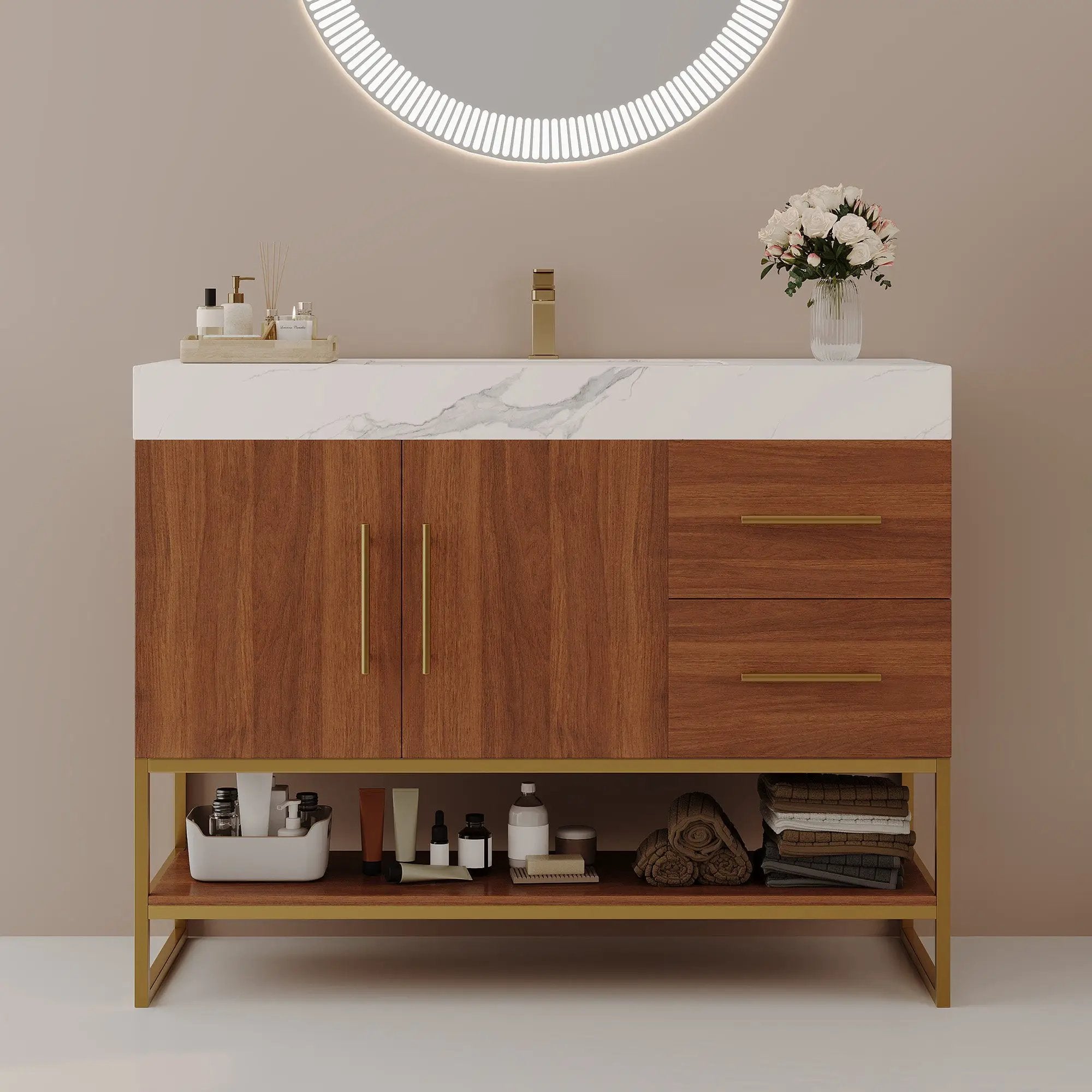 36" Modern Free-Standing Bathroom Vanity with Seamless Ceramic Sink by HouseOfZazla