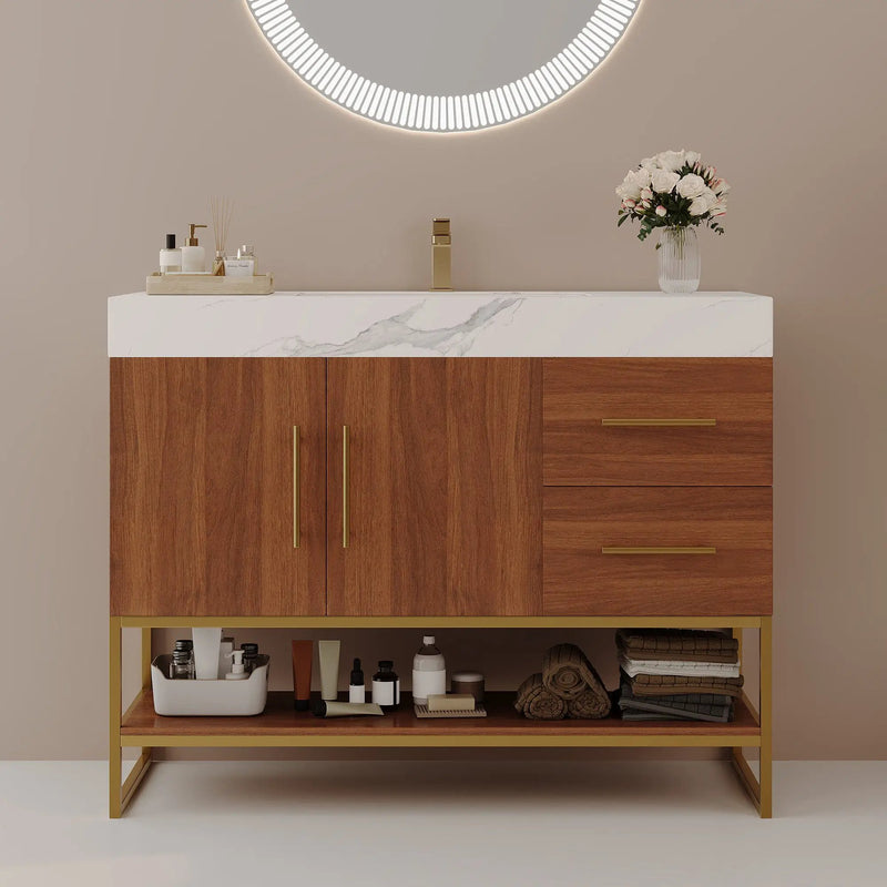 36" Modern Free-Standing Bathroom Vanity with Seamless Ceramic Sink by HouseOfZazla