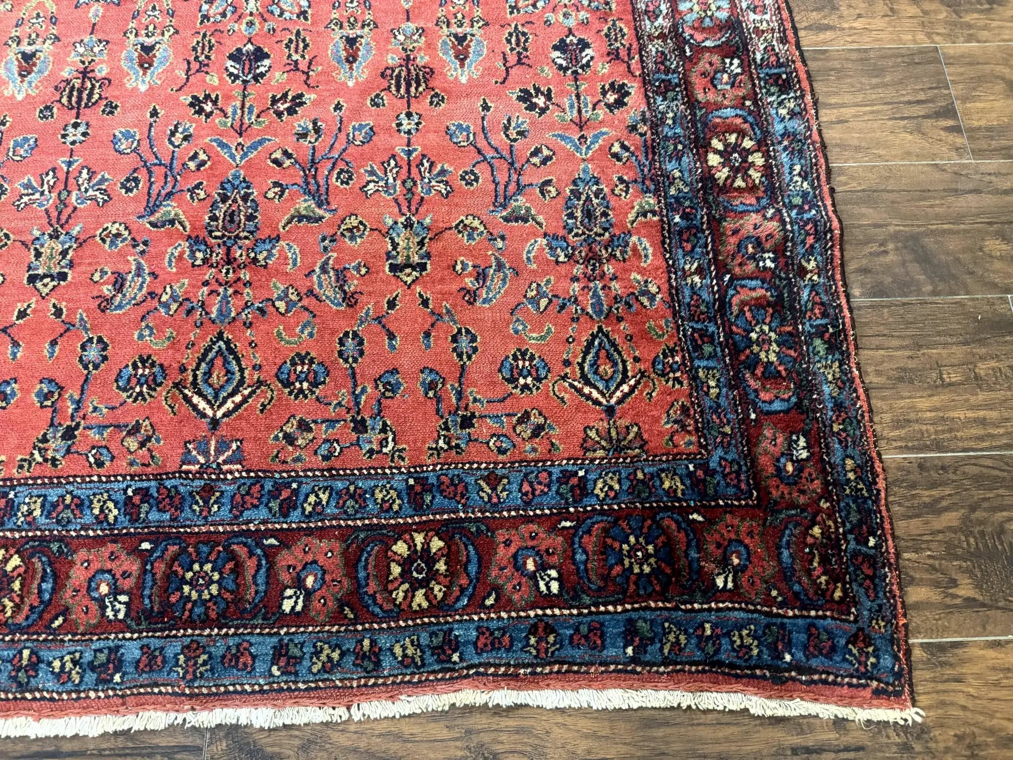 Antique Persian Tribal Rug 5 x 6.6, Tomato Red, Hamadan Angelas Rug by Jewel Rugs