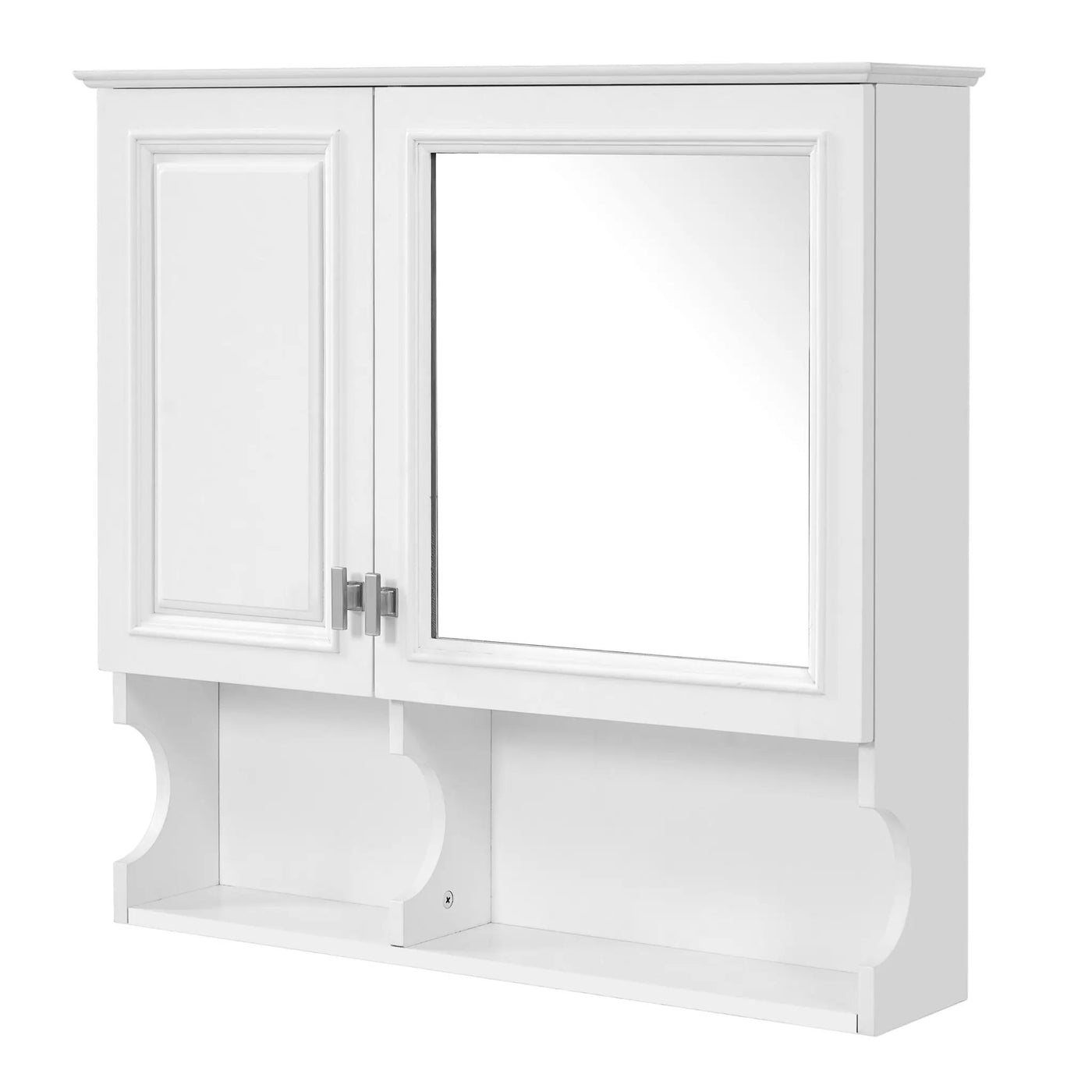 Wall Mounted Mirror Medicine Cabinet, Bathroom Storage With Doors And Open Shelves by HouseOfZazla