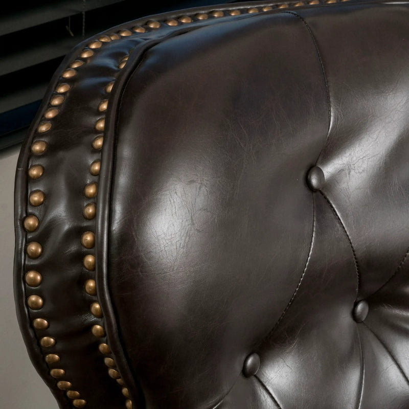 Contemporary Style Push Back Recliner With Button Tufted Stitching And Nailhead Trim by Unique Piece Furniture
