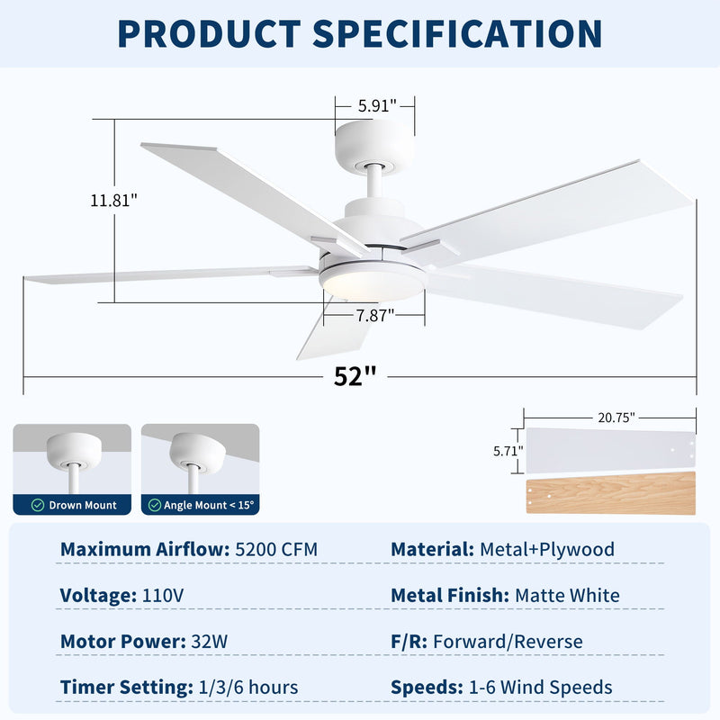 Reversible Motor Integrated LED Dimmable Ceiling Fan With Light by HouseOfZazla