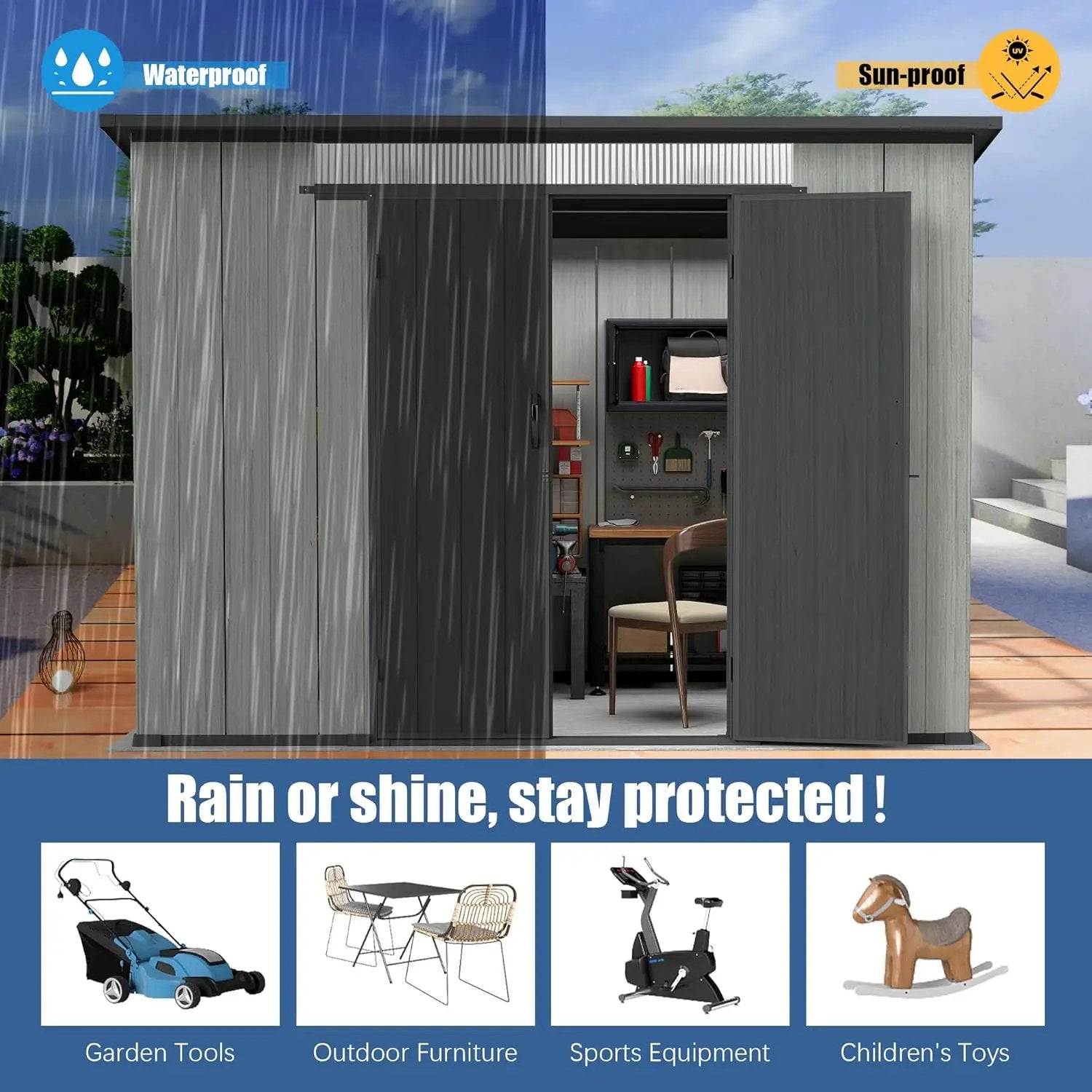 6x9FT Outdoor Resin Storage Shed with Transparent Windows & Louvered Vents by HouseOfZazla