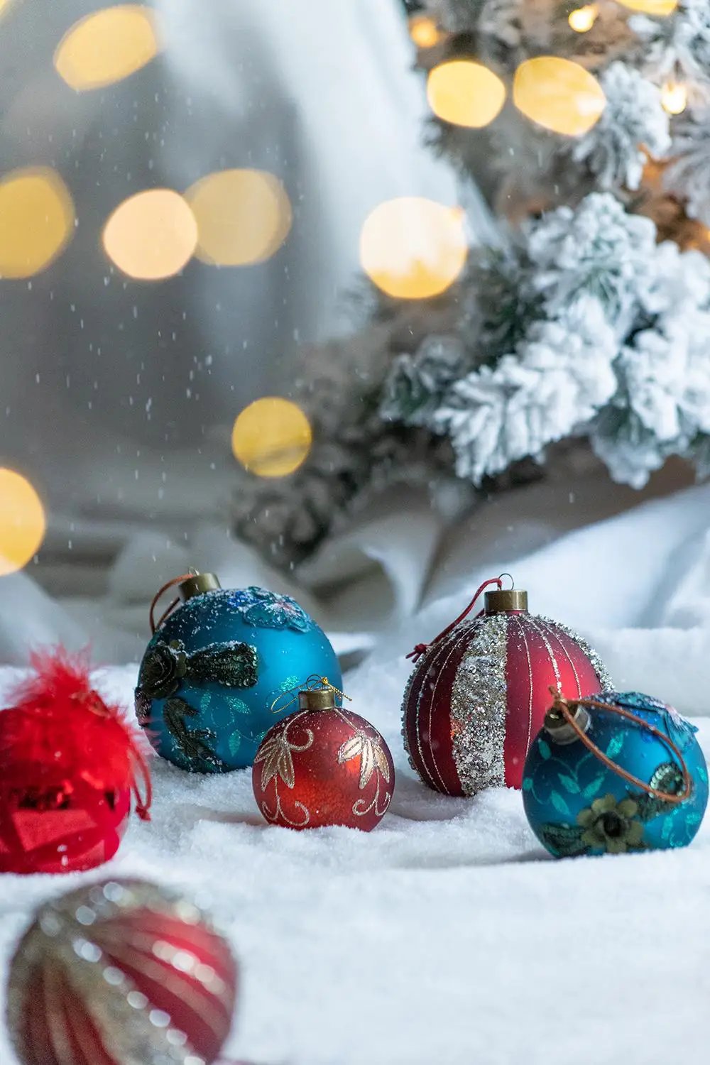 Christmas Ball Ornaments Glass Decorative Hanging Balls Light Blue by HouseOfZazla