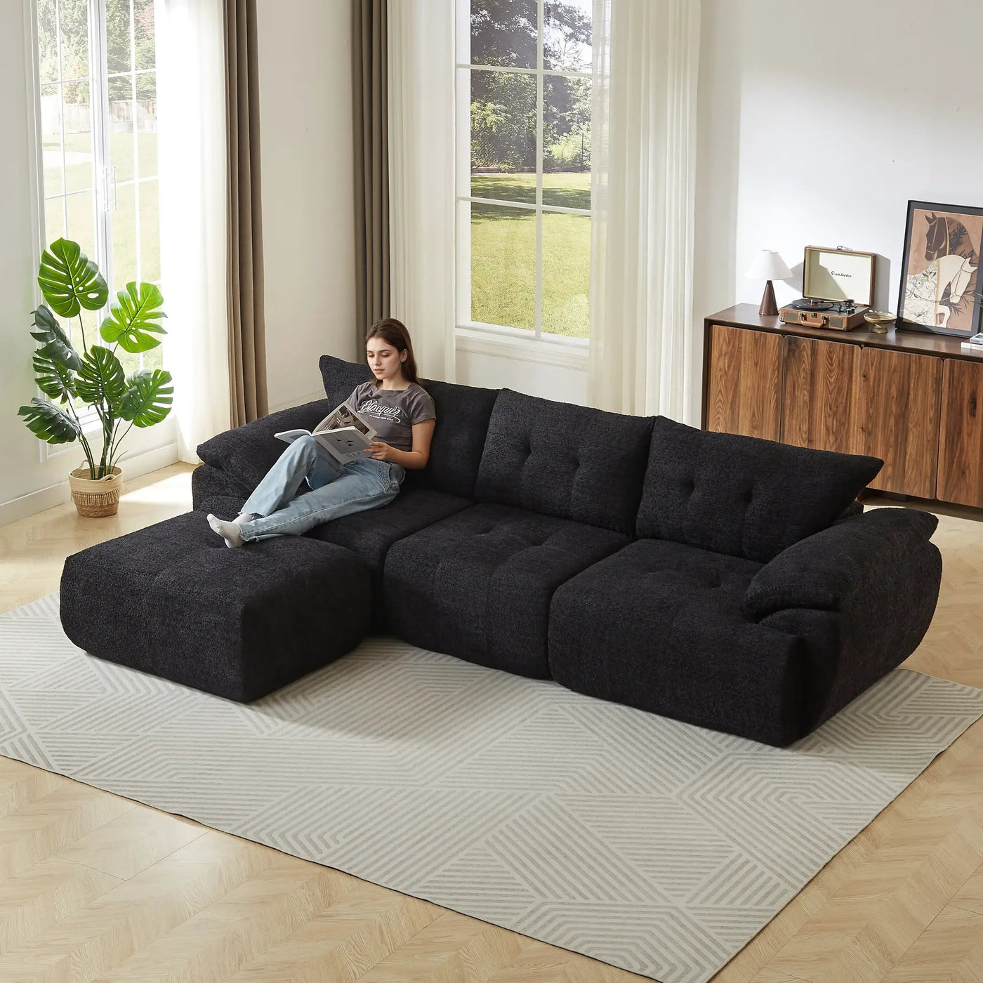 115'' Large Modern 3-Seater Sofa by HouseOfZazla