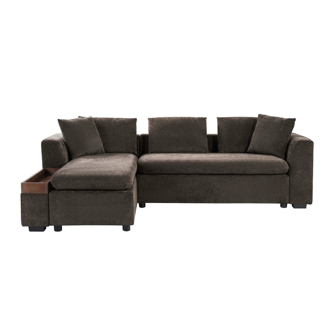 Modern L Shaped Sectional Sofa With Upholstery And Wooden Storage by Unique Piece Furniture