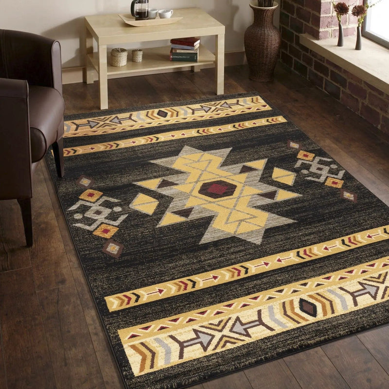 Tribes - 5'3" X 7'3" Southwest Area Rug - Black by Unique Piece Furniture