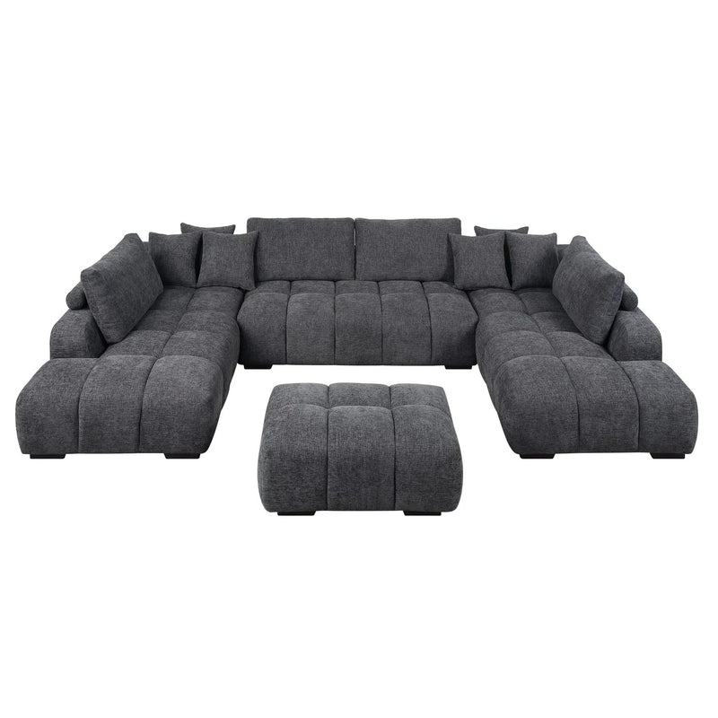 Chosen - Sectional Sofa With Toss Pillows With 2 Chaises With Ottoman - Gray by Unique Piece Furniture