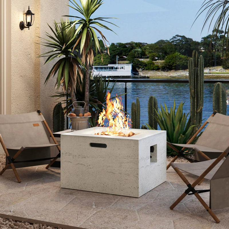 U_Style MGO Outdoor Square Fire Pit with Steel Burner by HouseOfZazla