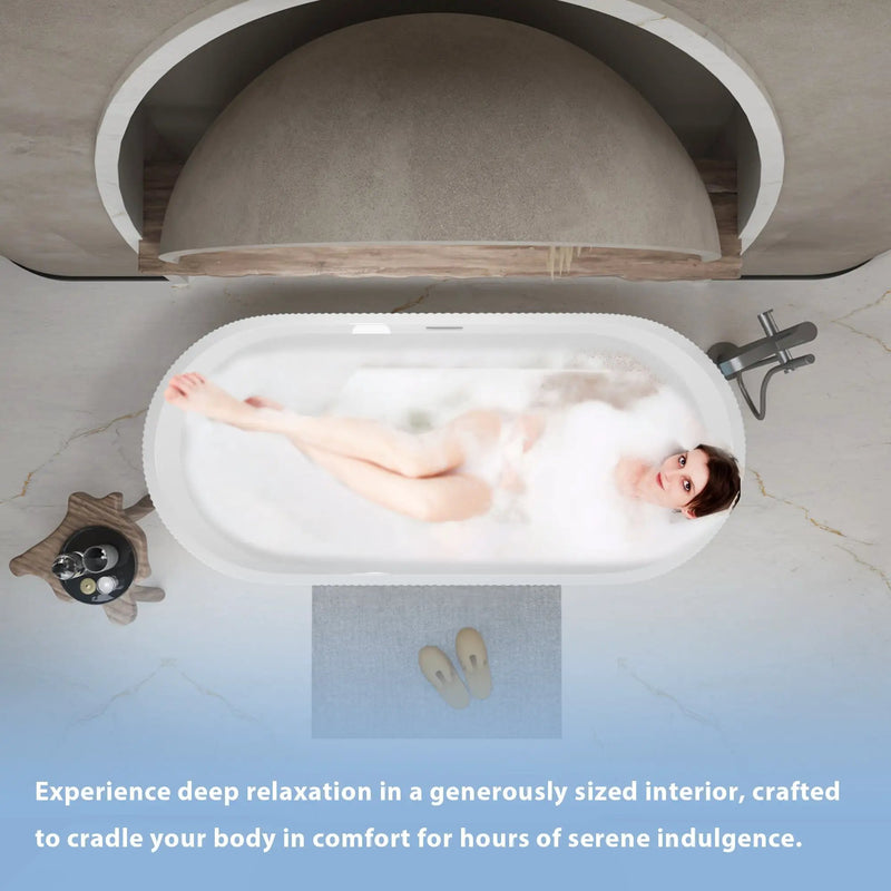 59" Linear Acrylic Freestanding Soaker Bathtub by HouseOfZazla
