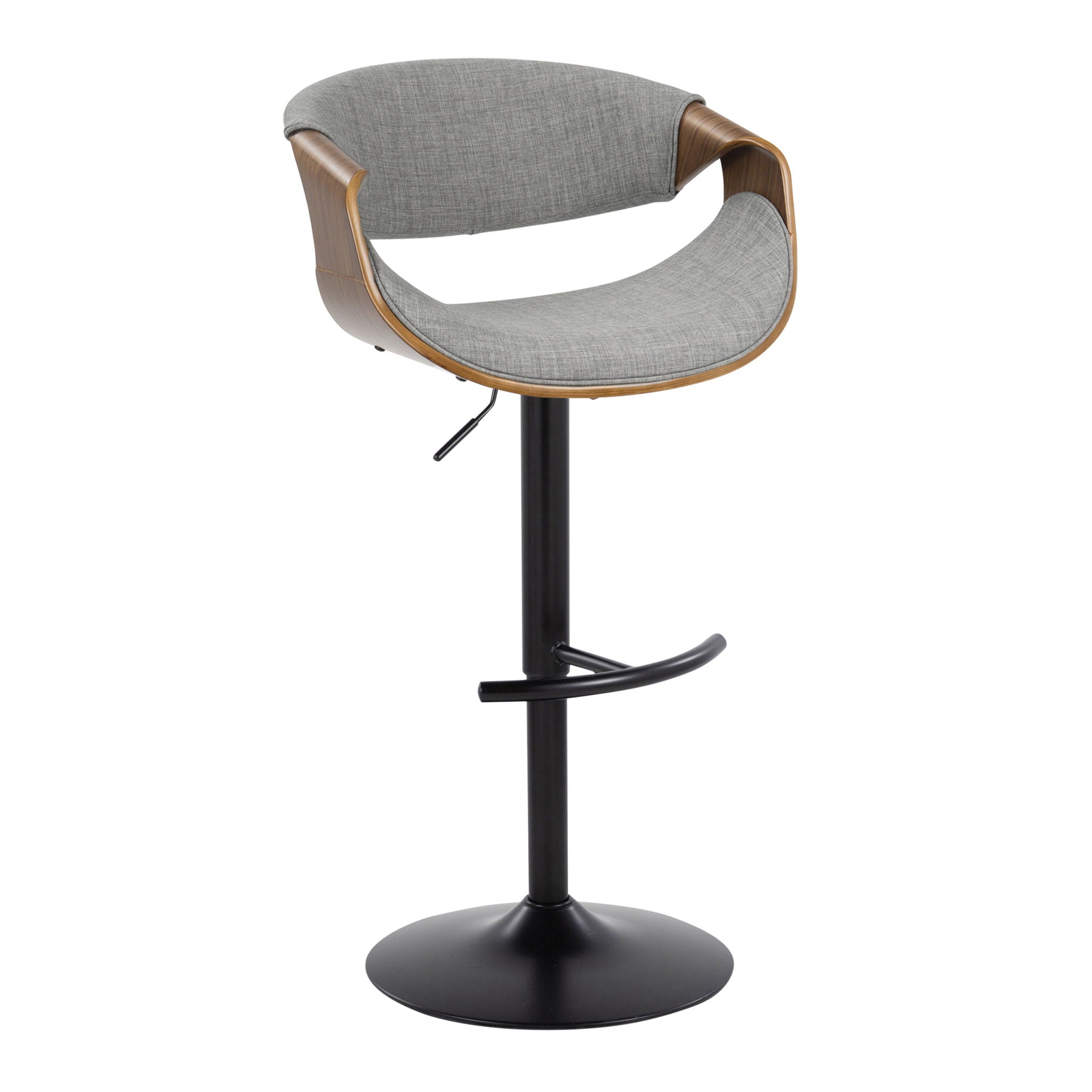 Curvo - Mid Century Modern Adjustable Barstool With Swivel & Rounded T Footrest (Set of 2) by Unique Piece Furniture