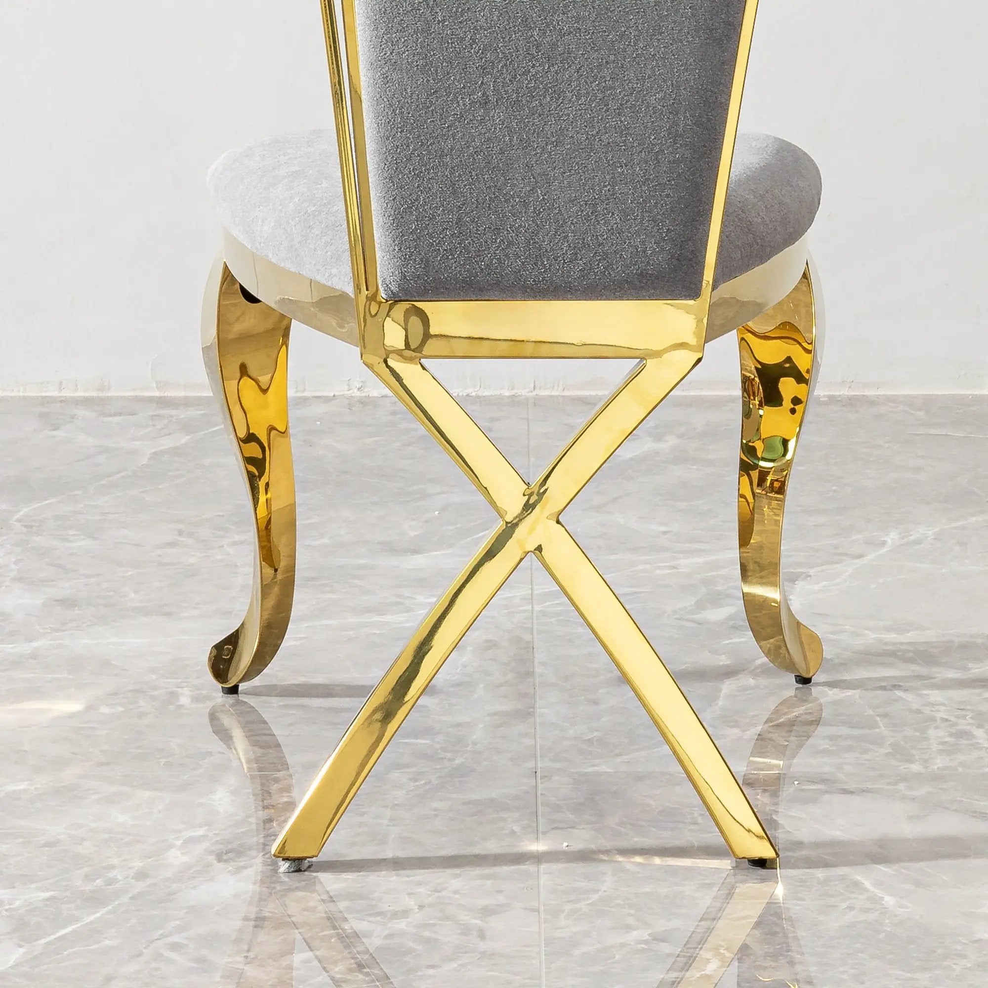 Gorgeous Streamlined High Back Fabric Stainless Steel Dining Chair (Set of 2) - Gold / Gray by HouseOfZazla