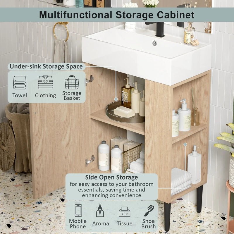 Bathroom Vanity, Combo Cabinet, Bathroom Storage Cabinet, Single Ceramic Sink by HouseOfZazla