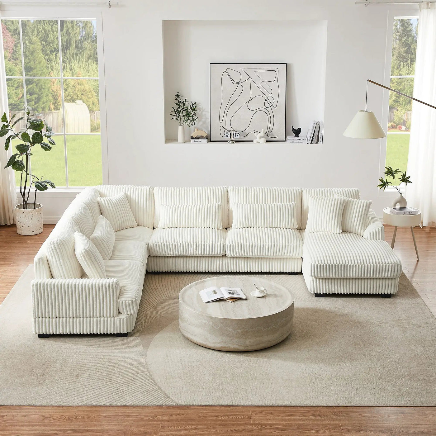 Oversized Sectional Sofa U - Shaped Sofa Couch Modern Sofa Upholstered In Soft With A Chaise Lounge For Living Room by HouseOfZazla