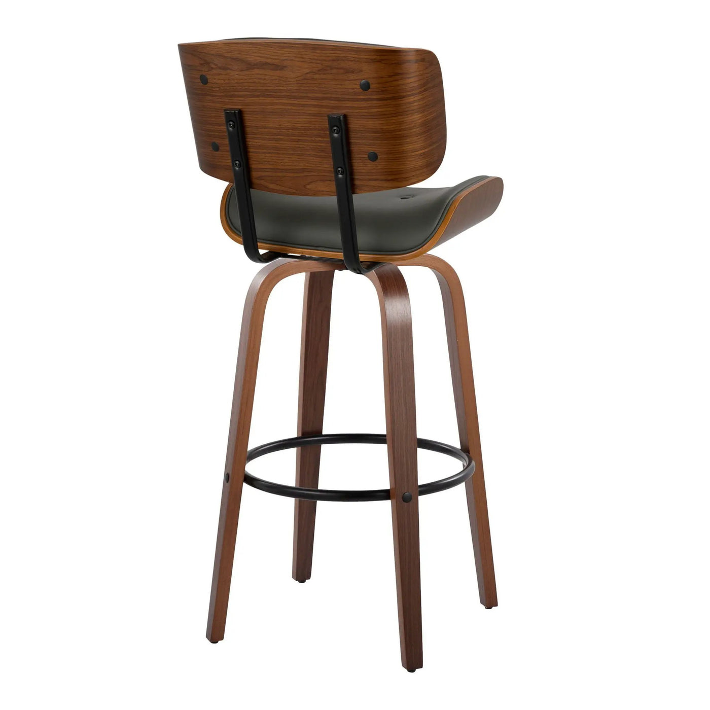 Lombardi - Mid-Century Modern Fixed Height Barstool With Swivel With Round Footrest (Set of 2) by HouseOfZazla