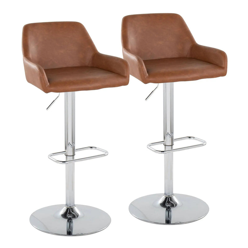 Daniella - Contemporary Adjustable Barstool With Swivel With Rounded Rectangle Footrest (Set of 2) by HouseOfZazla