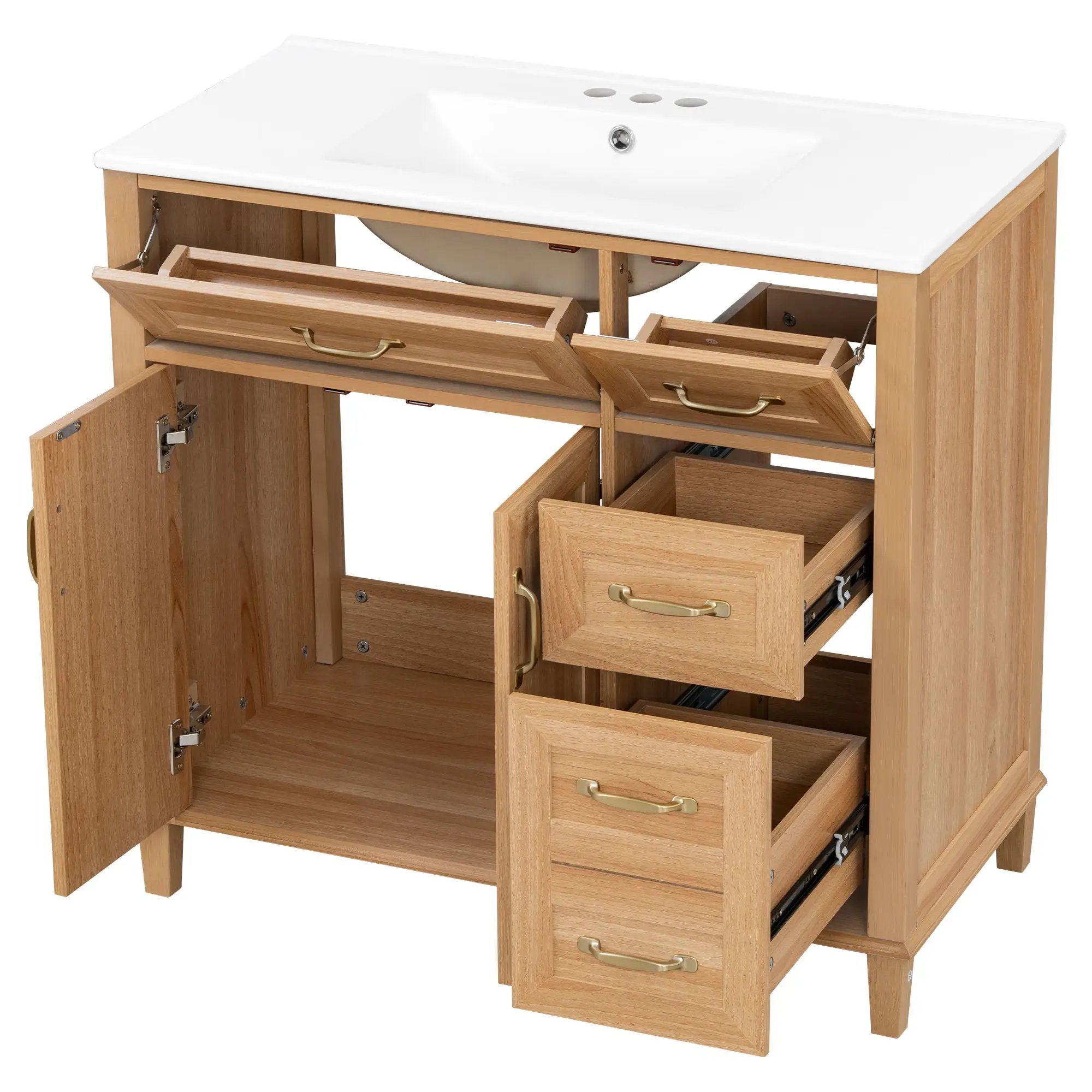 Bathroom Vanity With Sink, Soft Close Doors & Drawers - Wood by HouseOfZazla