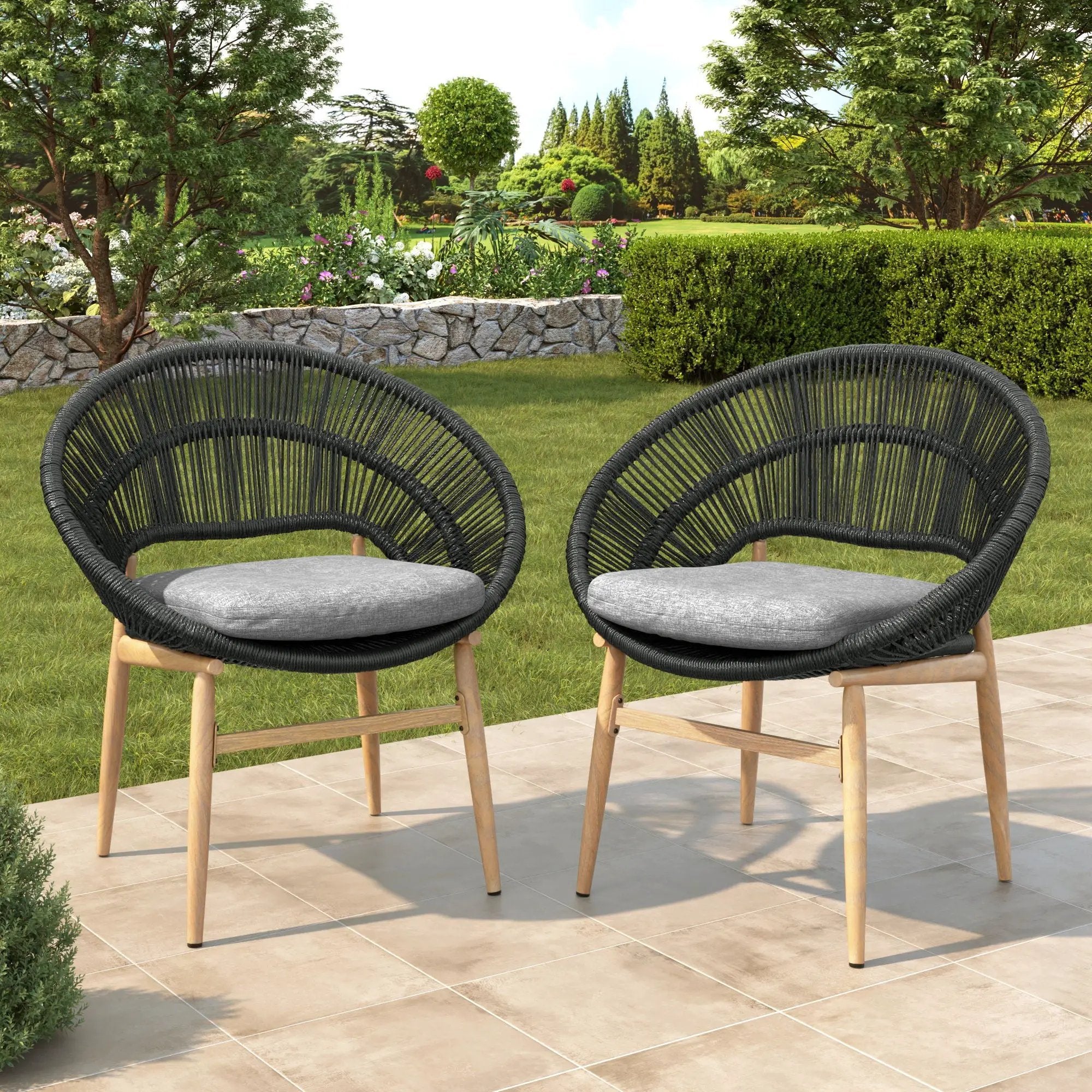 Cyril - Outdoor Papasan Style Dining Chair (Set of 2) by HouseOfZazla