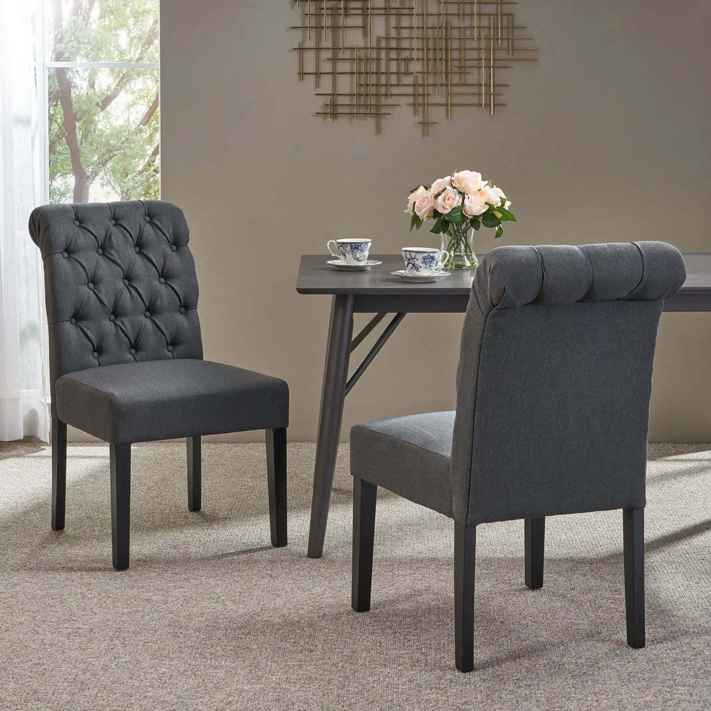 Broxton Tuft Dining Rolltop Chairs With Button Tufted Backrest (Set of 2) by HouseOfZazla