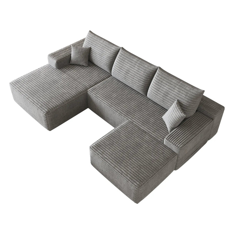 107" Cloud Sectional Sofa with 1 Ottoman by HouseOfZazla