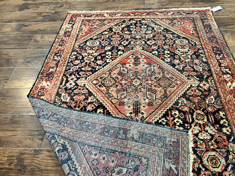Antique Persian Mahal Rug 4x7, Wool Hand Knotted Tribal Geometric Carpet by Jewel Rugs