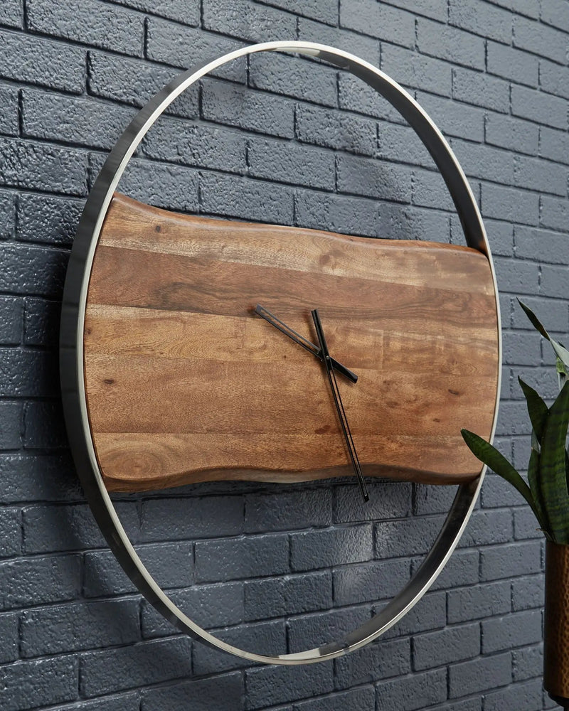 Panchali - Wall Clock - Brown / Silver Finish by Unique Piece Furniture
