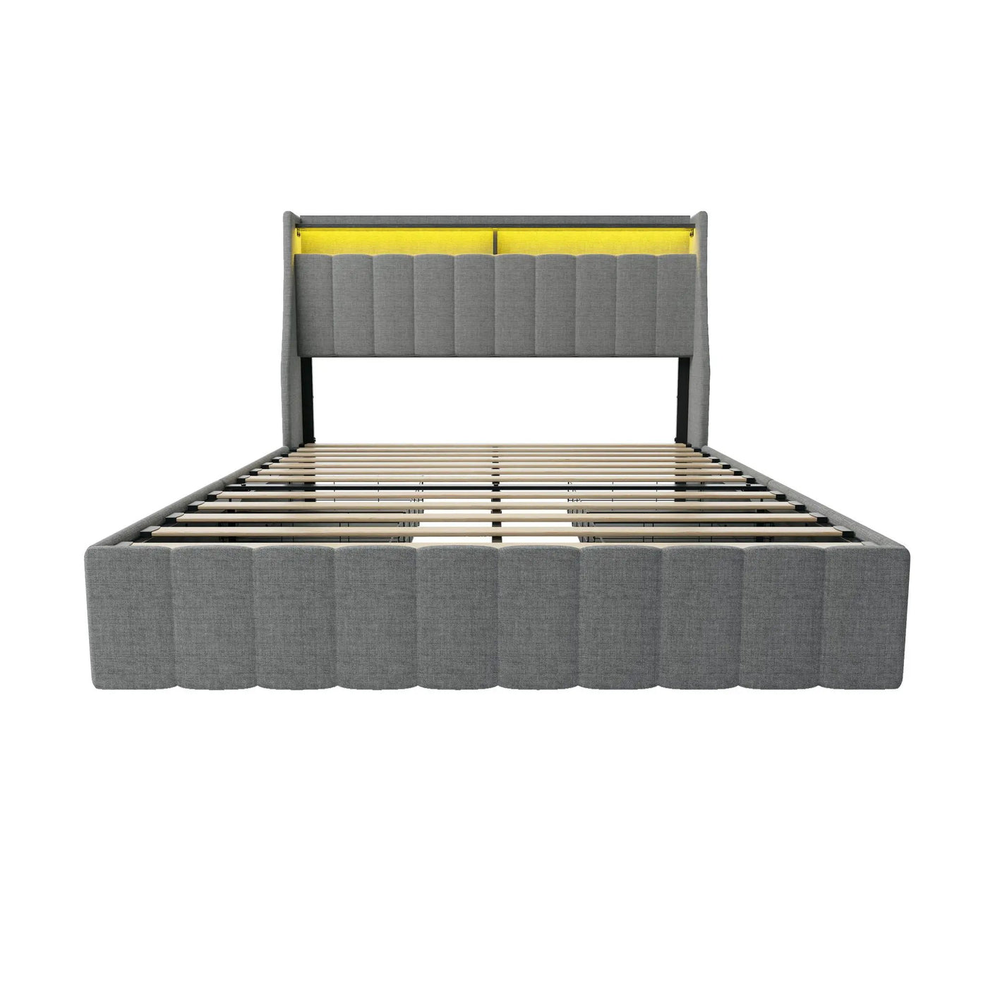 Bed With LED Lights, 4 Drawers, Winged Headboard Upholstered by Unique Piece Furniture