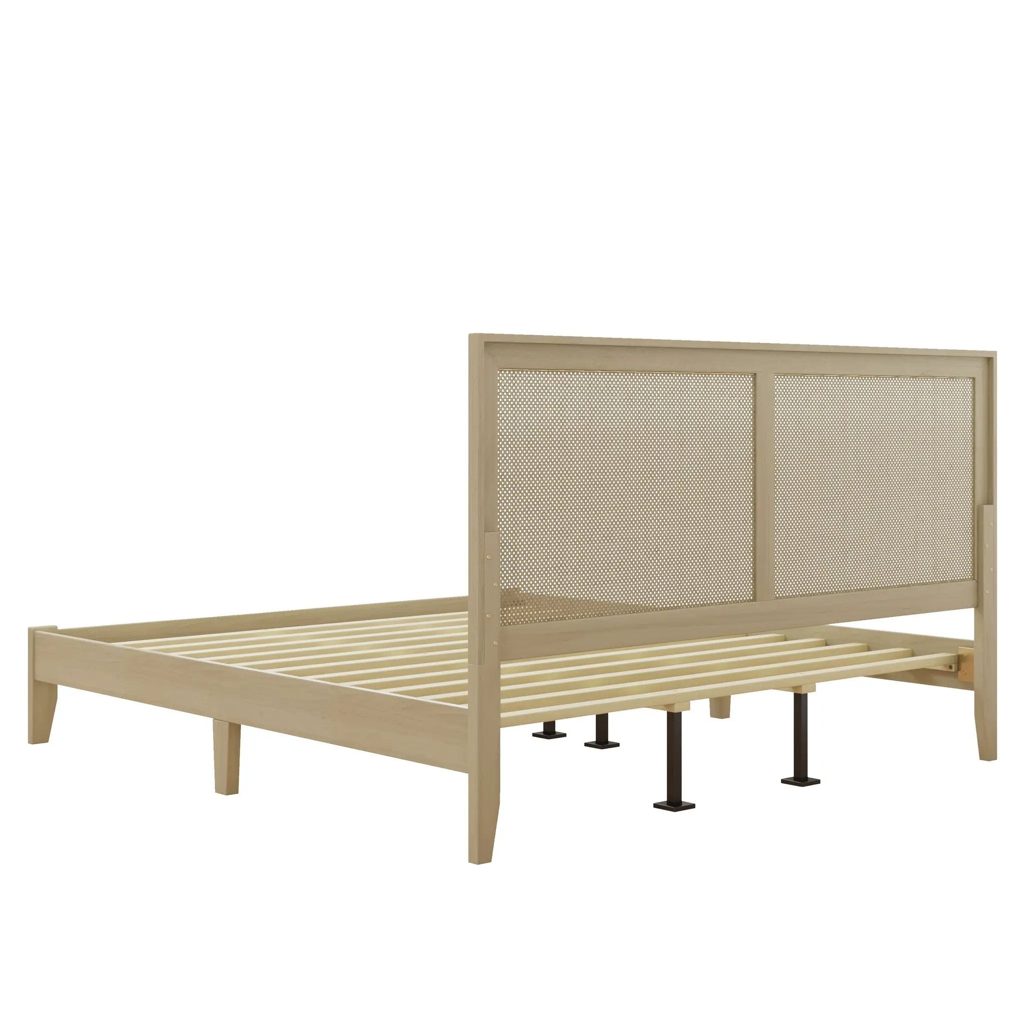 Solid Wood Platform California King Bed With Rattan by HouseOfZazla