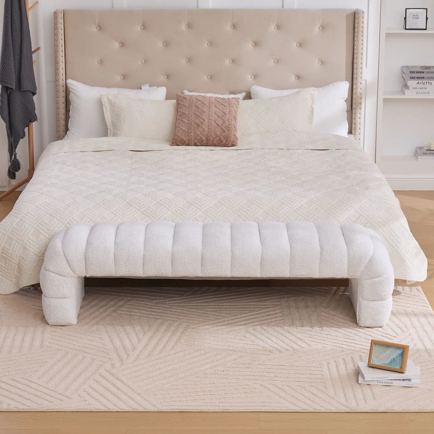 Modern Upholstered Armless Bed Bench With Channel Tufted Design by Unique Piece Furniture