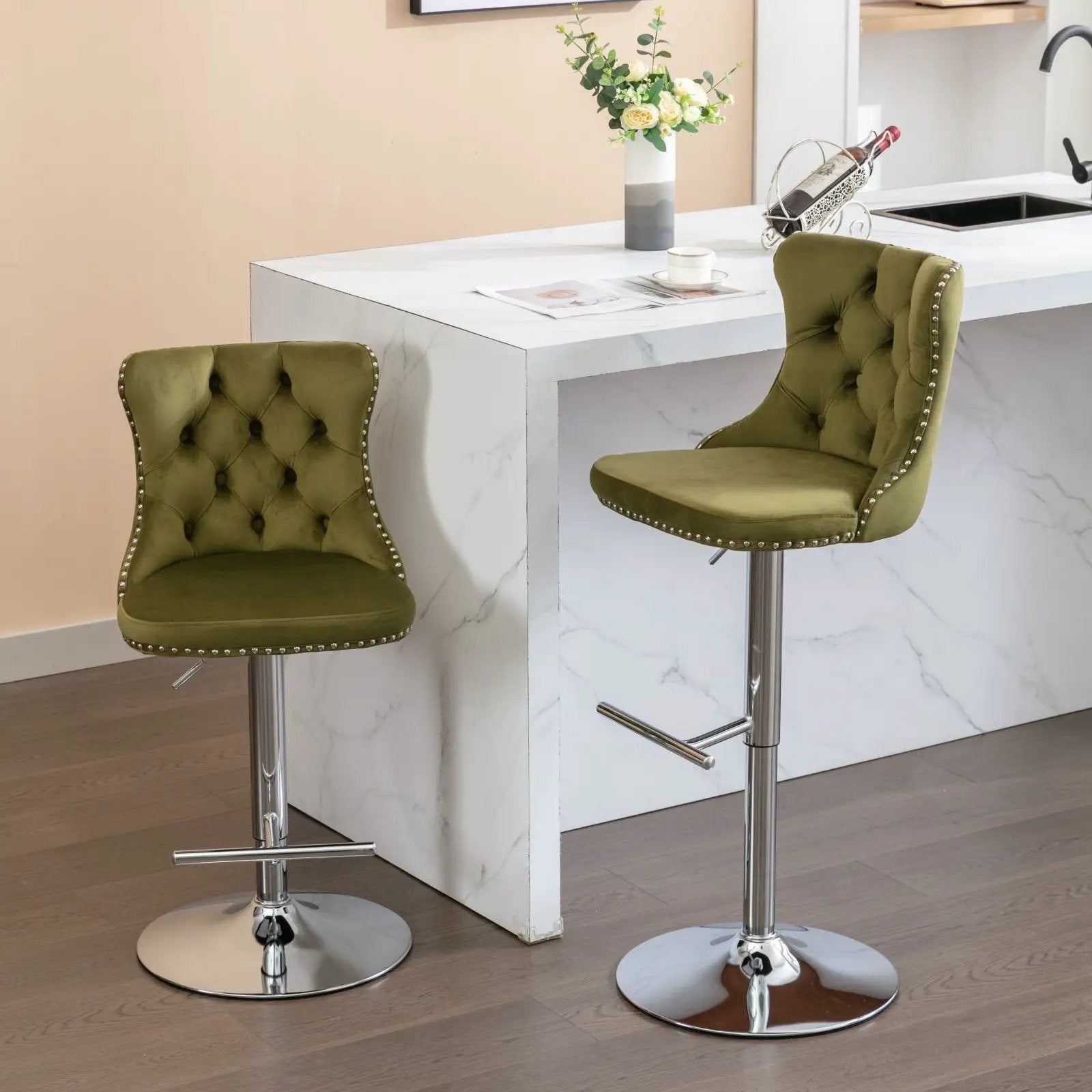 Swivel Adjustable Height Barstools Set of 2 by HouseOfZazla