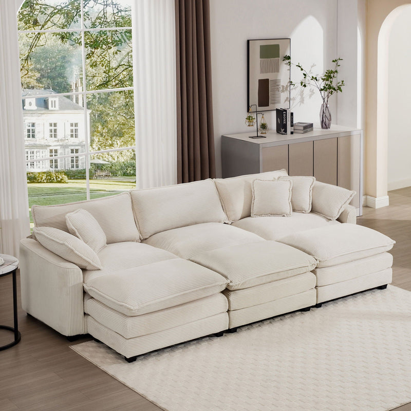Modern Oversized Modular Cushion Sofa With Ottoman, Low Back, Deep Seating Sofa Set by Unique Piece Furniture