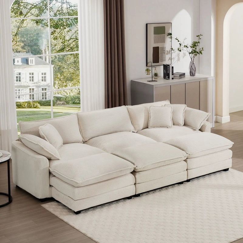 Modern Oversized Modular Cushion Sofa With Ottoman, Low Back, Deep Seating Sofa Set by HouseOfZazla