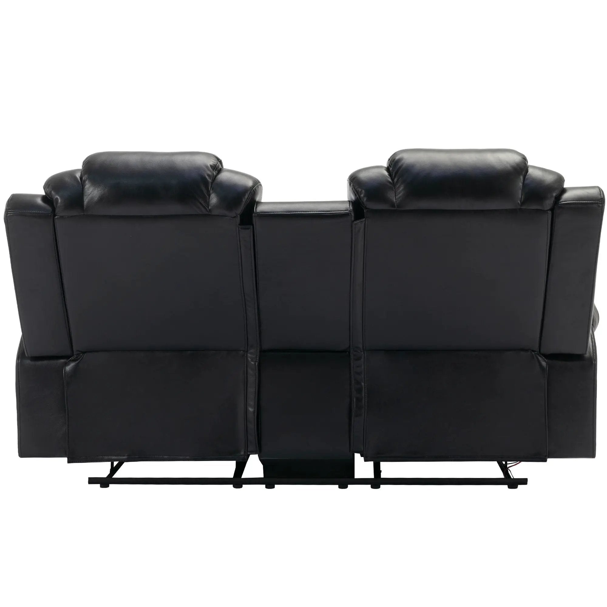 Home Theater Seating Manual Recliner Loveseat With Hide-Away Storage, Cup Holders And Led Light Strip For Living Room by HouseOfZazla