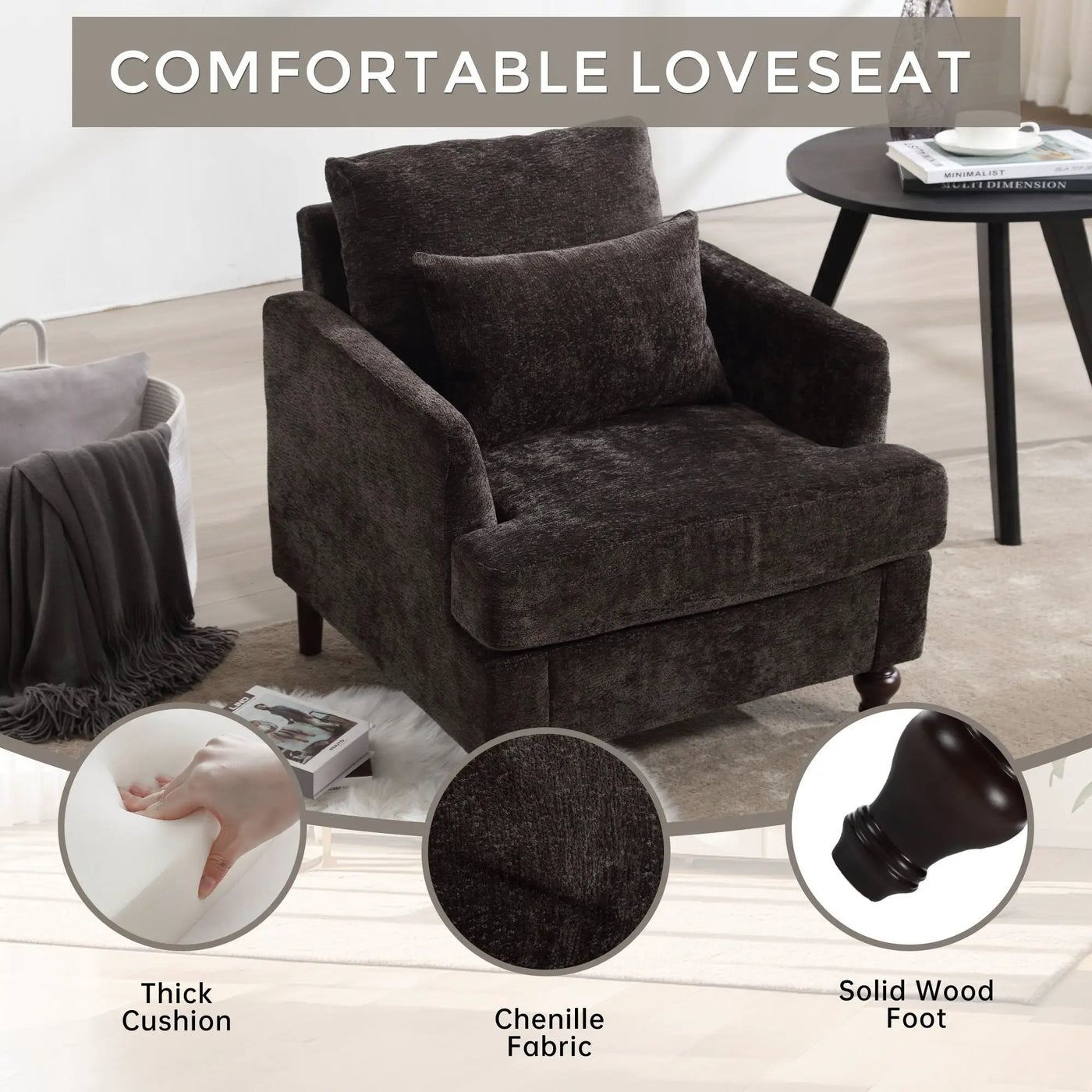 Modern Mid Century Wood Frame Armchair With Tufted Design by Unique Piece Furniture